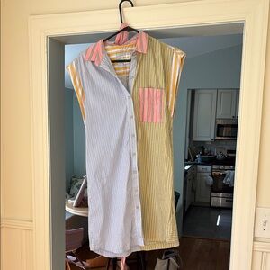 Anthropologie Maeve Yellow and Blue Striped Dress